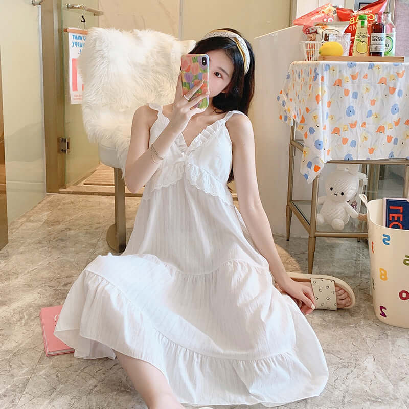 All-cotton Suspender Nightdress Female Summer Princess