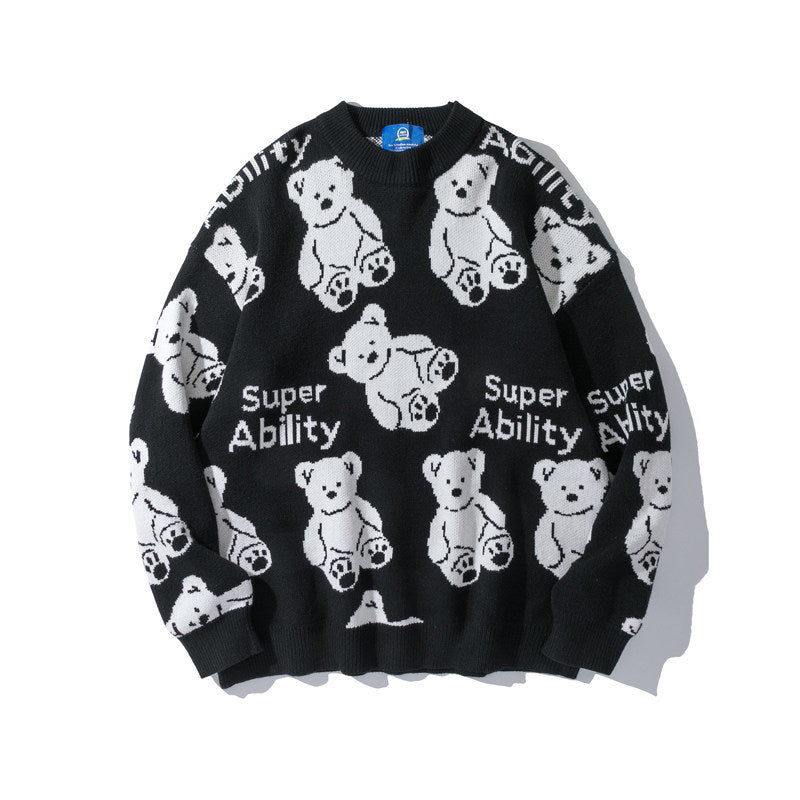 Alphabet Funny Bear Print Sweater For Men And Women