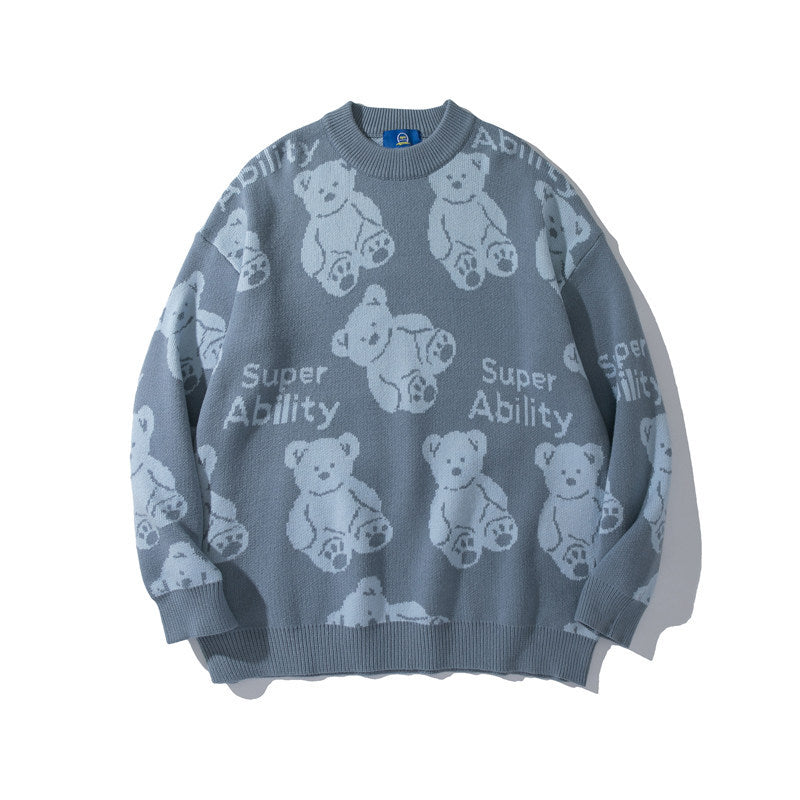 Alphabet Funny Bear Print Sweater For Men And Women