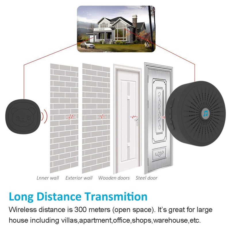 Amazon Home Doorbell Pet Doorbell Distance Self-Powered Wireless Doorbell Waterproof Wireless One Tow One Doorbell