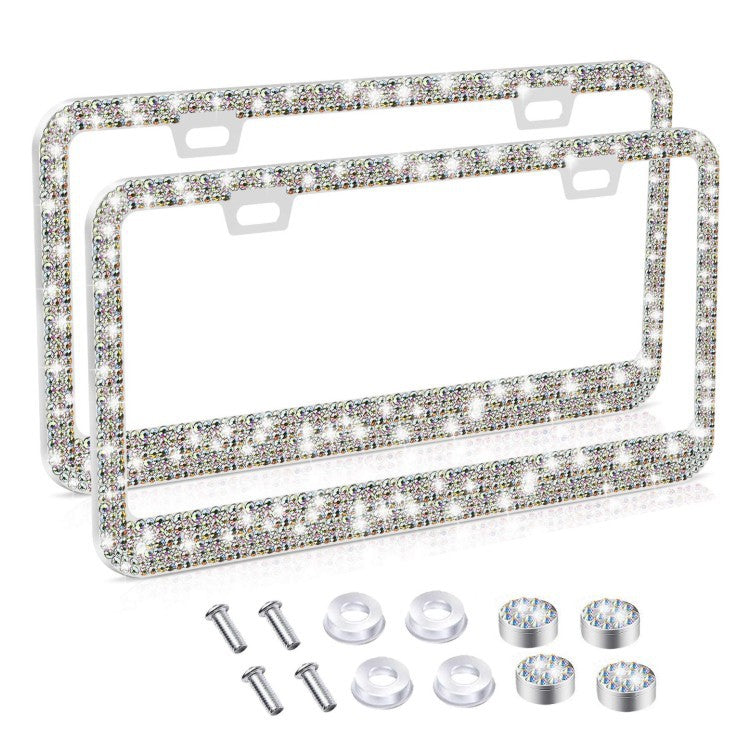American Standard Diamond-studded Stainless Steel License Plate Frame