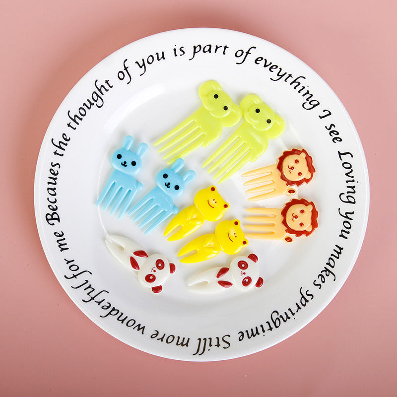 Animal Farm Cute Mini Children's Fruit Fork Creative Plastic Lunch Box Decoration