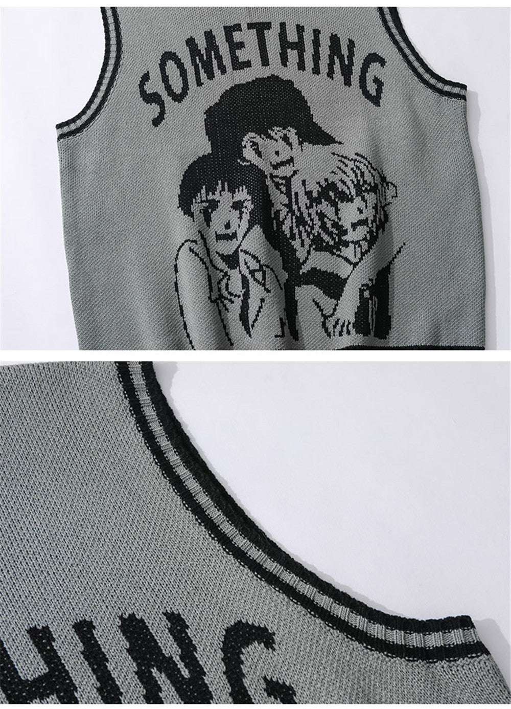 Anime Colorblock Sweater Vest Men's Trendy Brand