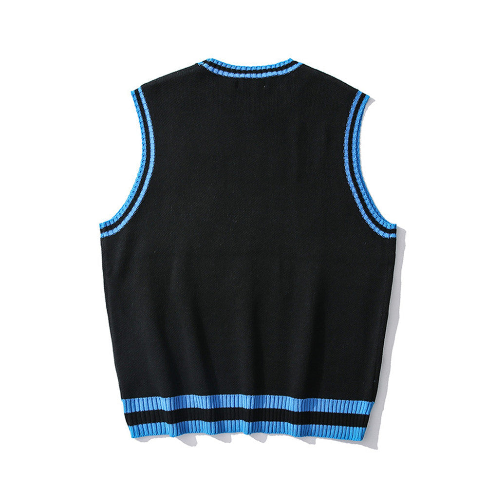 Anime Colorblock Sweater Vest Men's Trendy Brand