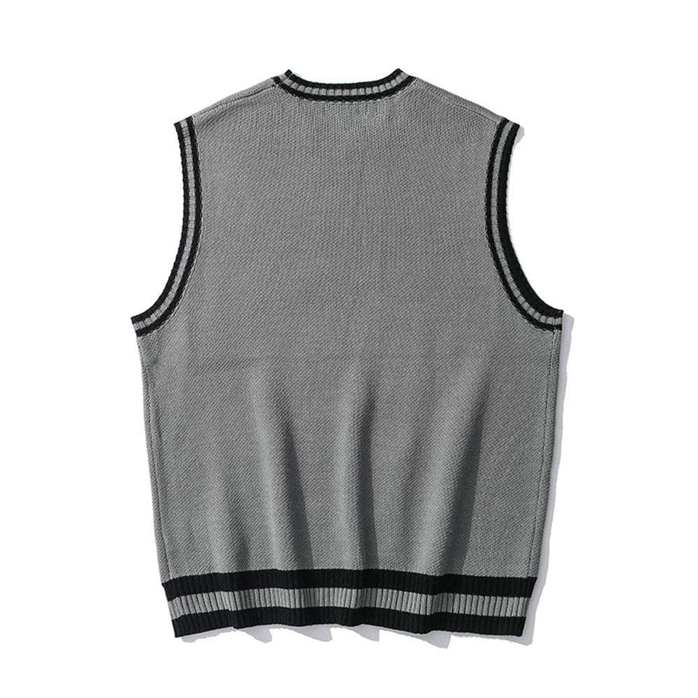 Anime Colorblock Sweater Vest Men's Trendy Brand