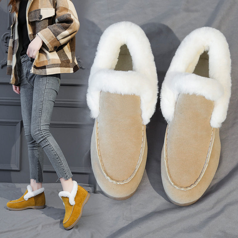 Ankle Snow Boots Warm Fur Suede Casual Flat Shoes Winter