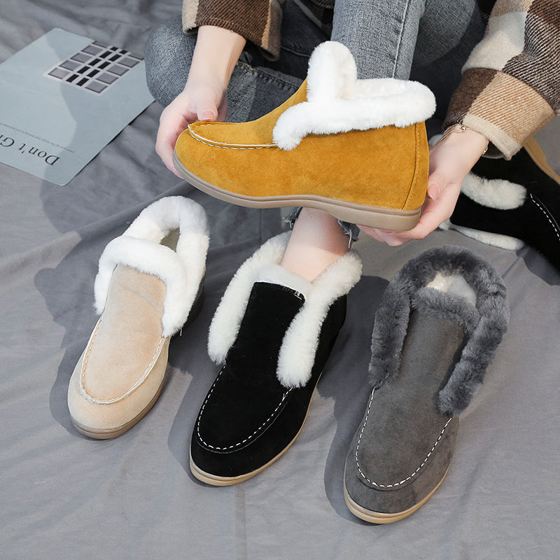 Ankle Snow Boots Warm Fur Suede Casual Flat Shoes Winter