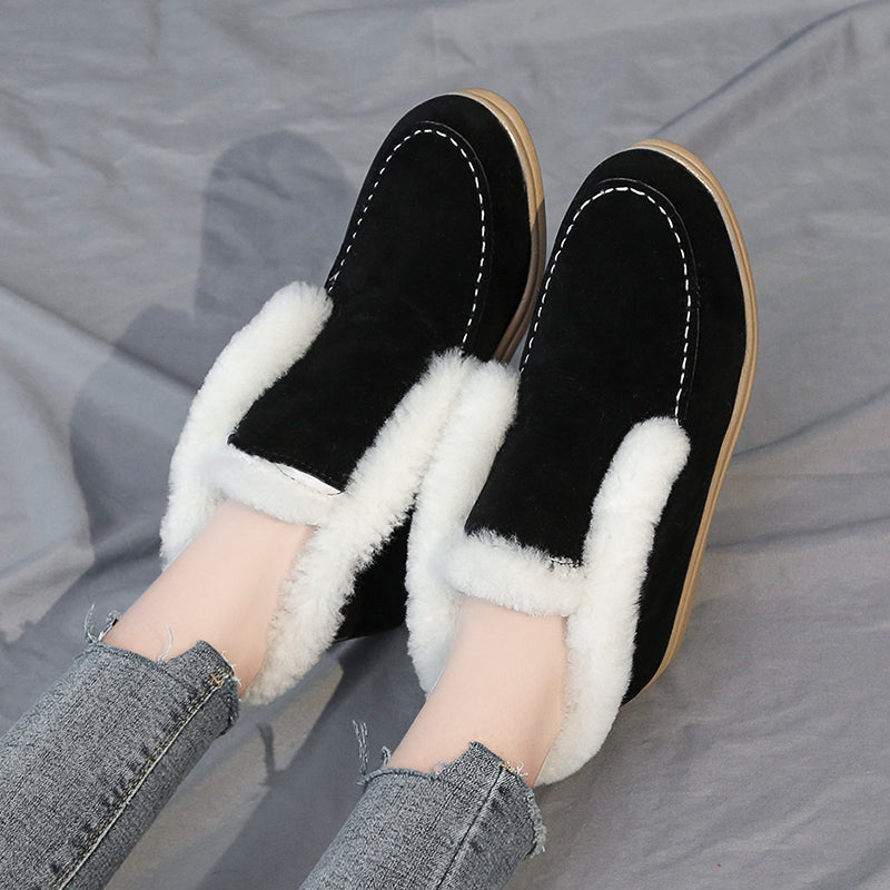 Ankle Snow Boots Warm Fur Suede Casual Flat Shoes Winter