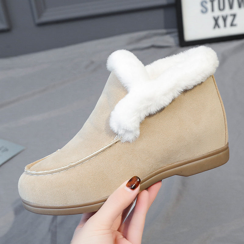 Ankle Snow Boots Warm Fur Suede Casual Flat Shoes Winter