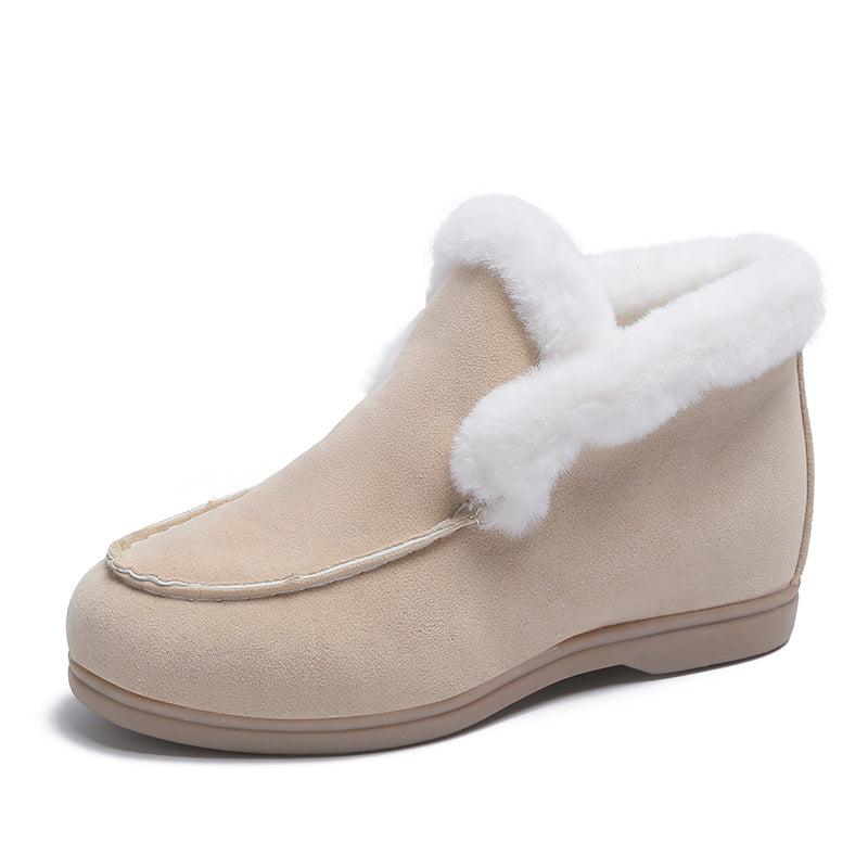 Ankle Snow Boots Warm Fur Suede Casual Flat Shoes Winter