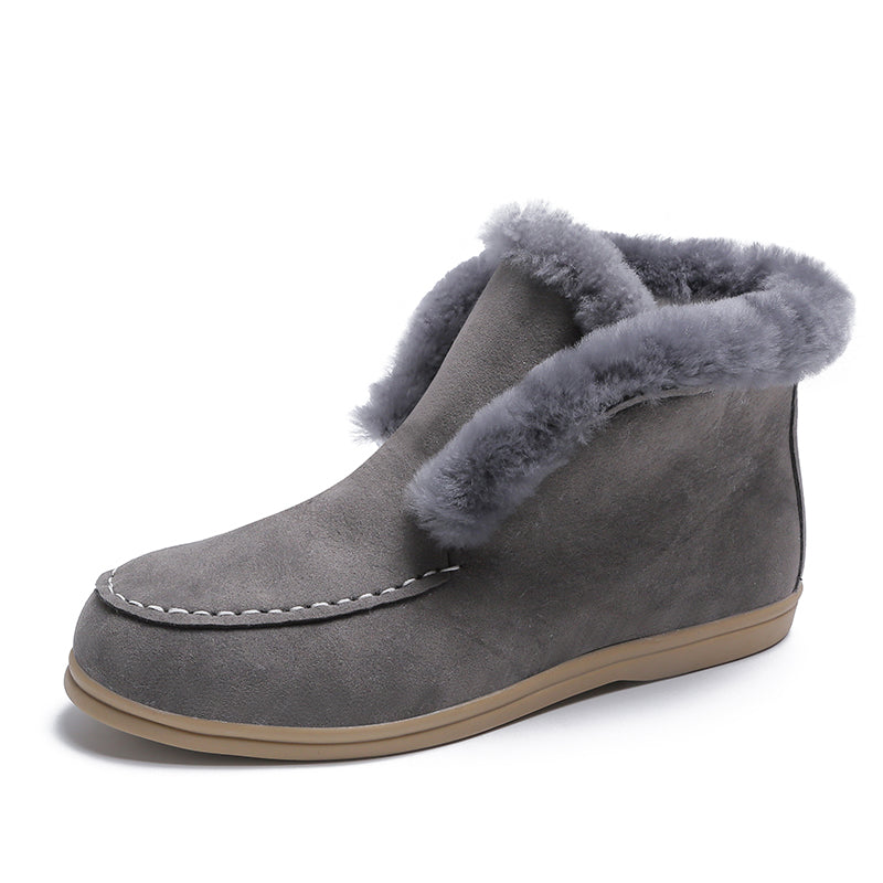 Ankle Snow Boots Warm Fur Suede Casual Flat Shoes Winter