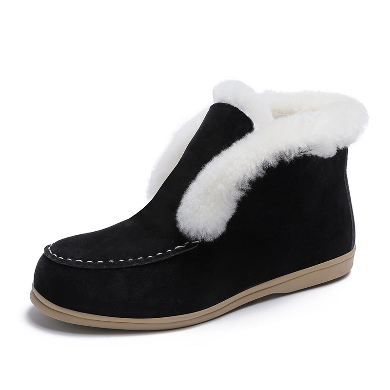 Ankle Snow Boots Warm Fur Suede Casual Flat Shoes Winter