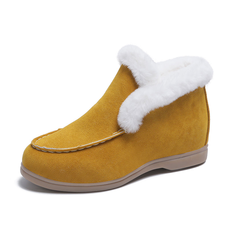 Ankle Snow Boots Warm Fur Suede Casual Flat Shoes Winter