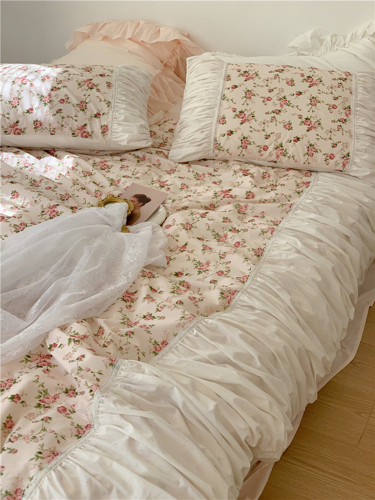 Anna's Rose Garden Ins Retro French Romantic Floral 15 Bed Pure Cotton Four-piece Set