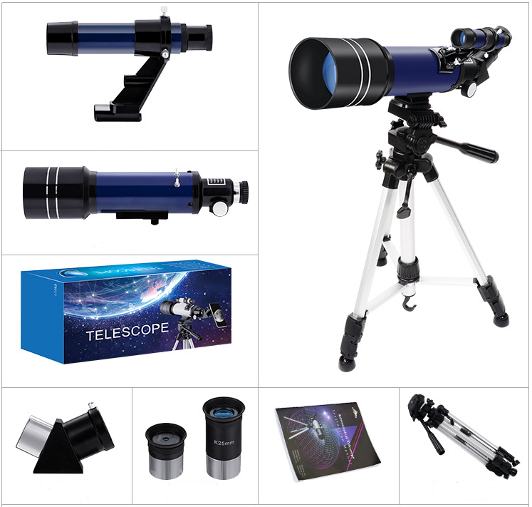 Astronomical Telescope 70mm Refractor Telescope Moon Watching for Kids Adults Astronomy Beginners 16X 67X Lens with Finder Scope