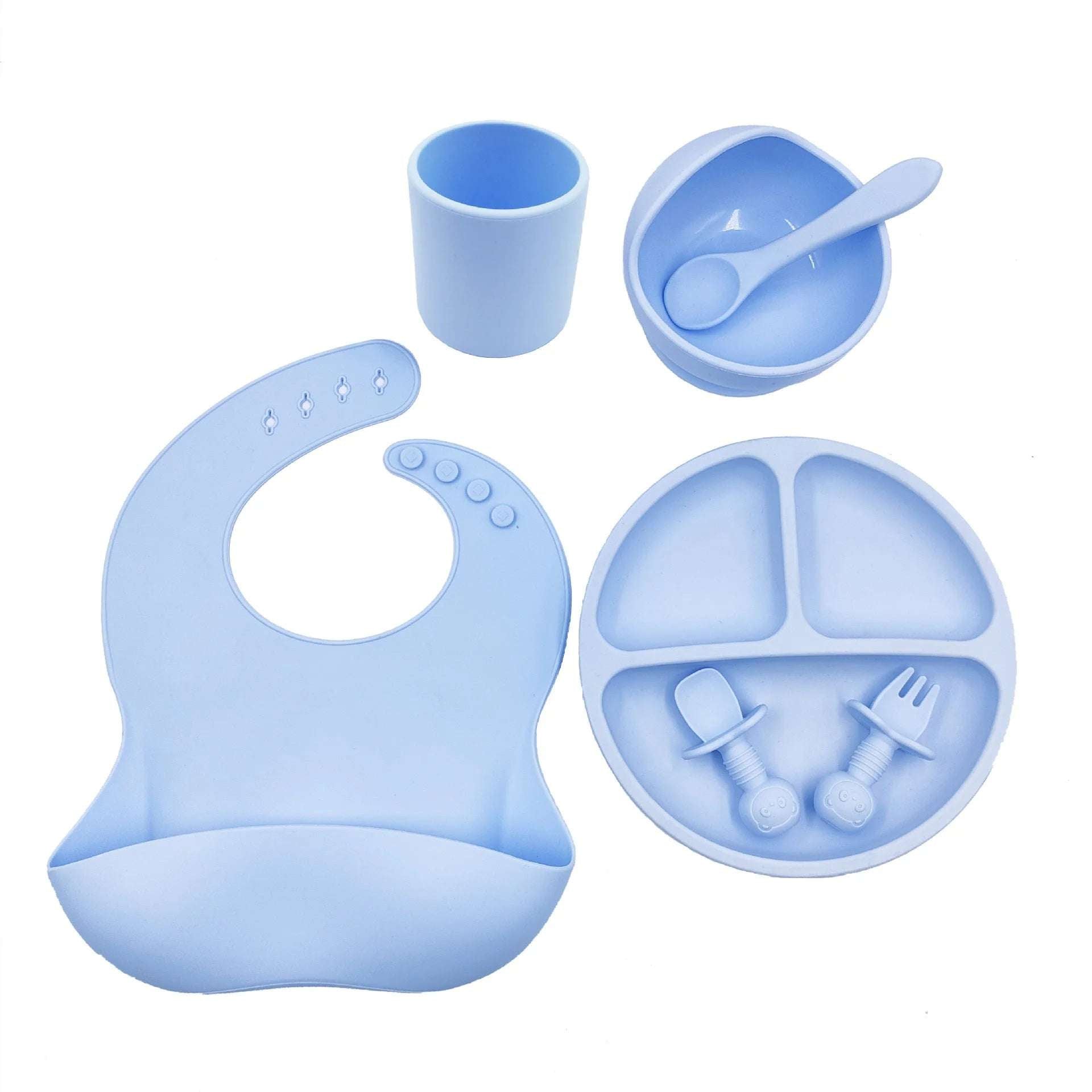 Baby Cutlery Set Silicone Bib Silicone Cup Spoon - globaltradeleader