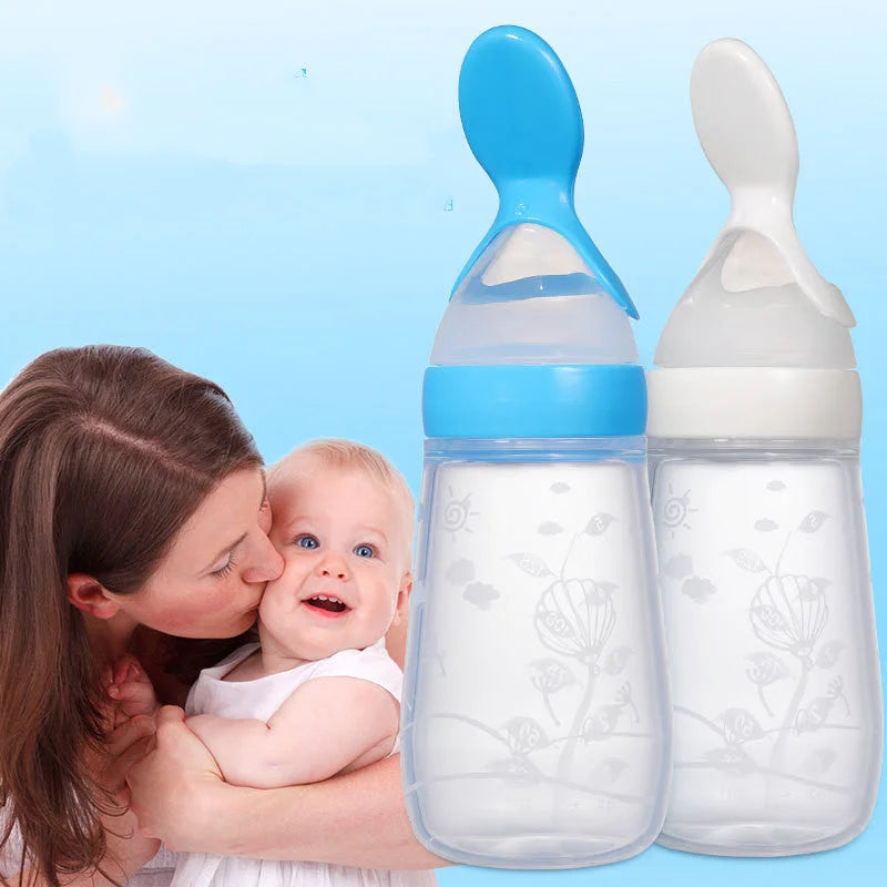 Baby Flat Bottom Silicone Squeeze Rice Cereal Bottle - globaltradeleader