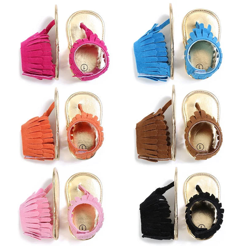 Children's sandals 2022 summer new girls sandals wholesale retro tassel flannel baby sandals - globaltradeleader