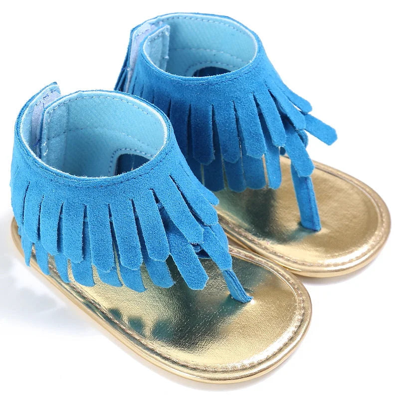 Children's sandals 2022 summer new girls sandals wholesale retro tassel flannel baby sandals - globaltradeleader