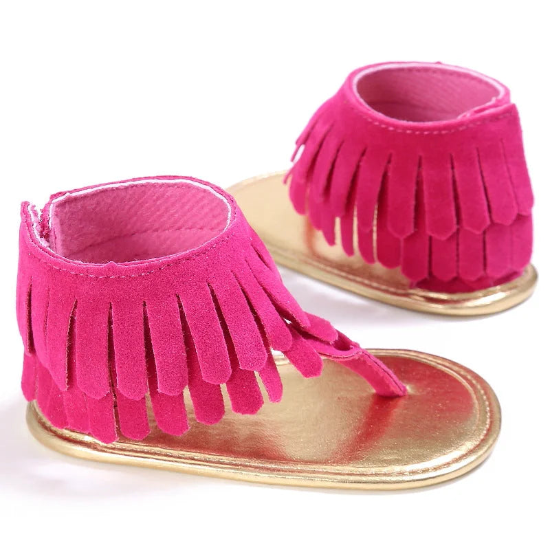 Children's sandals 2022 summer new girls sandals wholesale retro tassel flannel baby sandals - globaltradeleader