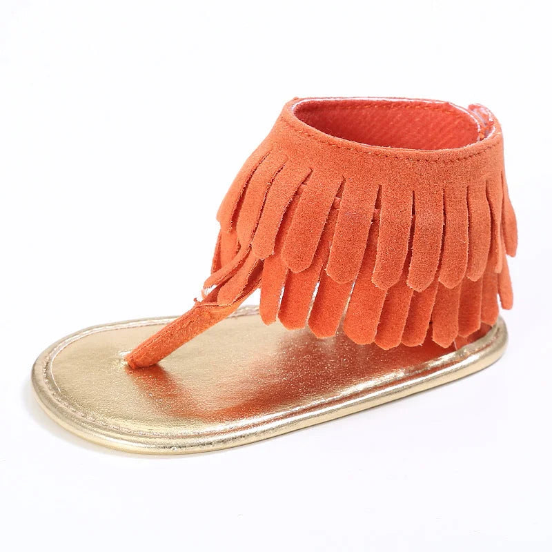 Children's sandals 2022 summer new girls sandals wholesale retro tassel flannel baby sandals - globaltradeleader