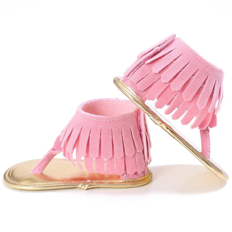 Children's sandals 2022 summer new girls sandals wholesale retro tassel flannel baby sandals - globaltradeleader