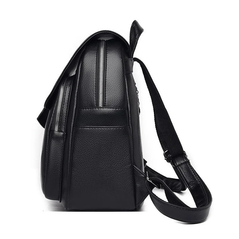 Fashion Soft Leather Backpack Belt Decoration Casual Bag - globaltradeleader