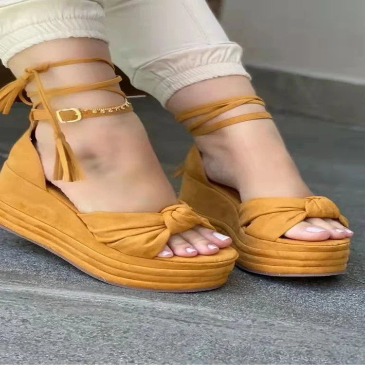 Fish Mouth Wedge Platform Sandals Buckle Straps - globaltradeleader