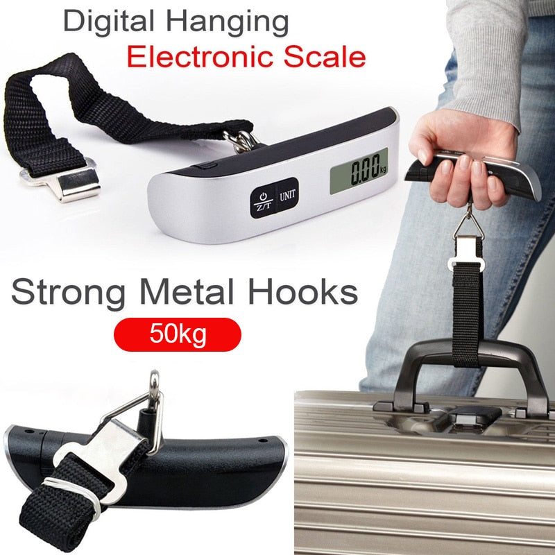 Portable Scale Digital LCD Display 110lb/50kg Electronic Luggage Hanging Suitcase Travel Weighs Baggage Bag Weight Balance Tool