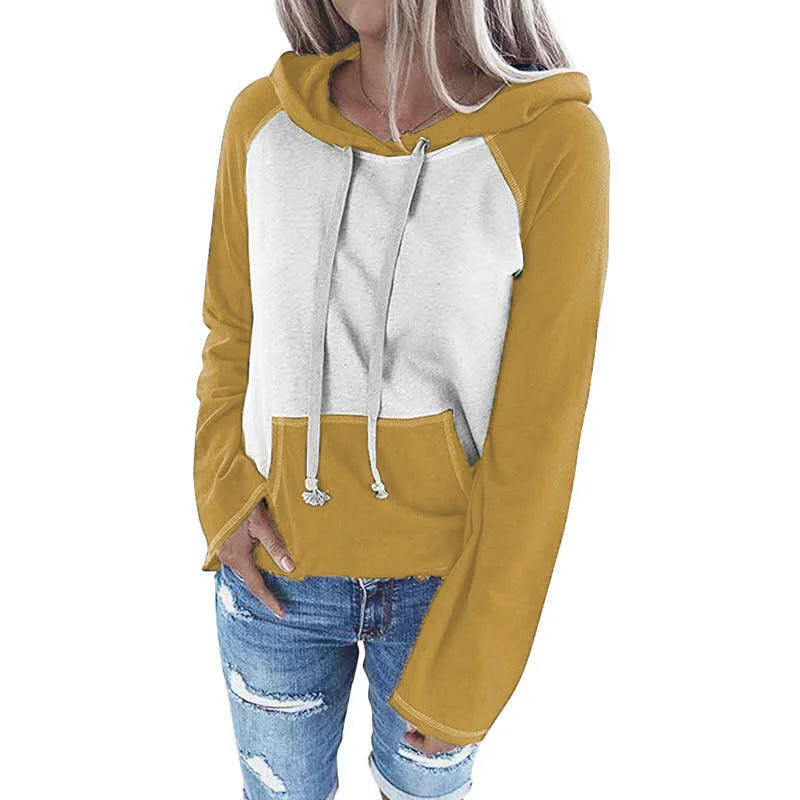 Hooded Pullover Color Matching Casual Women's Sweater - globaltradeleader