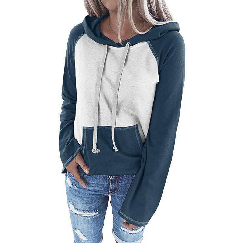 Hooded Pullover Color Matching Casual Women's Sweater - globaltradeleader