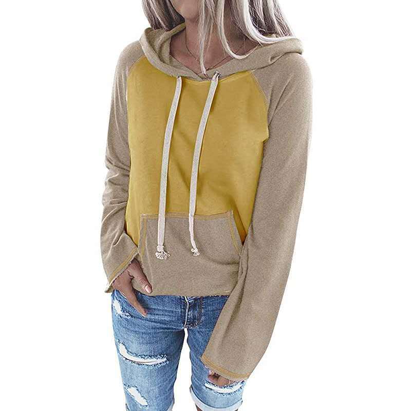 Hooded Pullover Color Matching Casual Women's Sweater - globaltradeleader