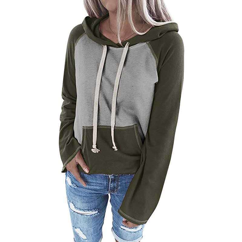 Hooded Pullover Color Matching Casual Women's Sweater - globaltradeleader