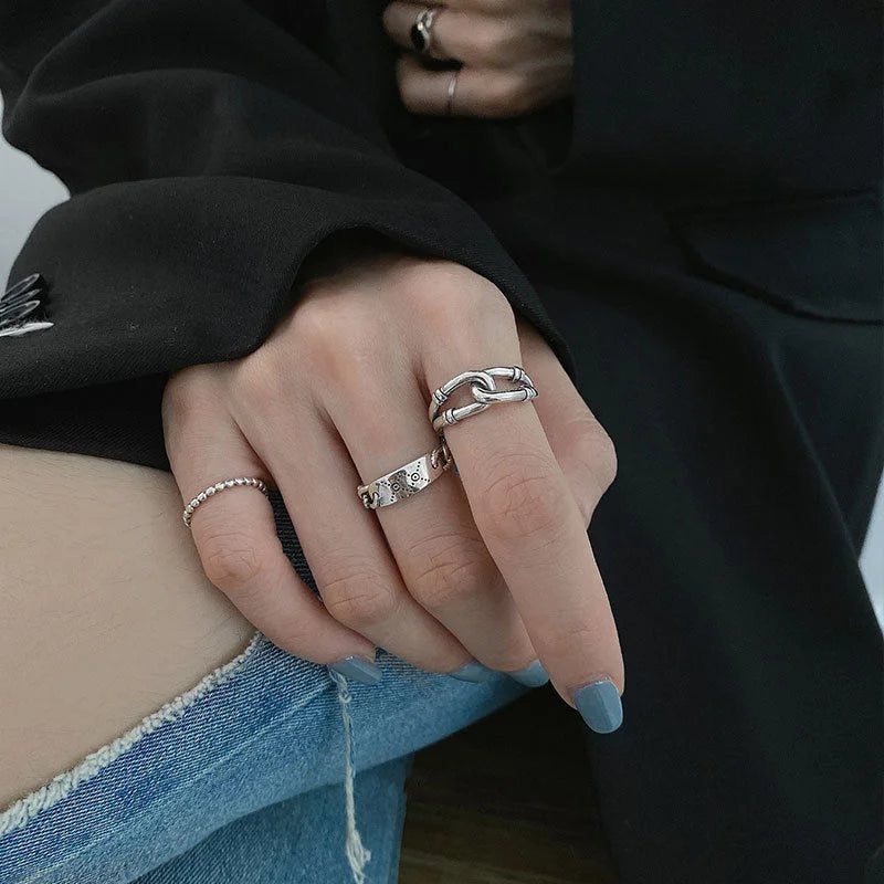 Ins Trend Retro Ring Ring Female Thai Silver Cold Wind Chain Simple Fashion 2022 New Korean Jewelry - globaltradeleader