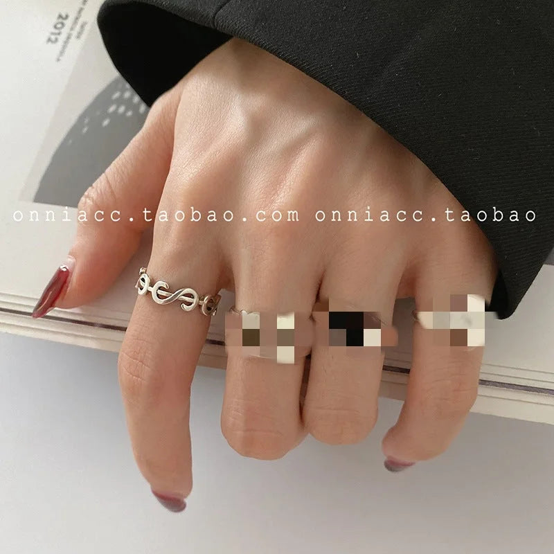 Ins Trend Retro Ring Ring Female Thai Silver Cold Wind Chain Simple Fashion 2022 New Korean Jewelry - globaltradeleader