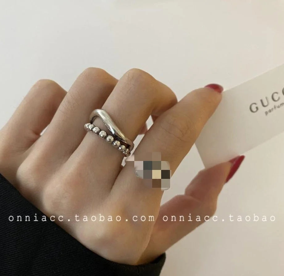 Ins Trend Retro Ring Ring Female Thai Silver Cold Wind Chain Simple Fashion 2022 New Korean Jewelry - globaltradeleader