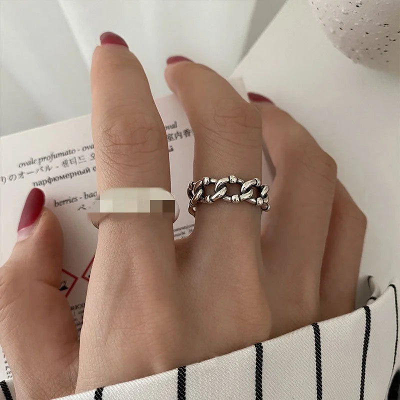 Ins Trend Retro Ring Ring Female Thai Silver Cold Wind Chain Simple Fashion 2022 New Korean Jewelry - globaltradeleader