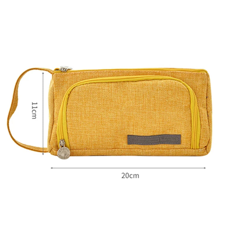 Korean Style Simple Candy Color Student Canvas Large-capacity Pencil Case - globaltradeleader