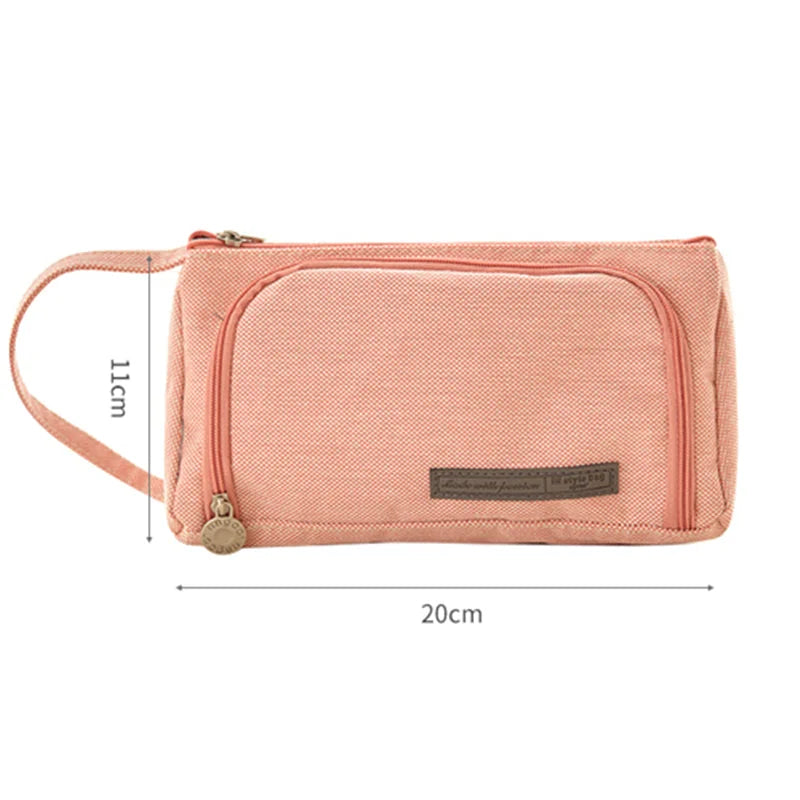 Korean Style Simple Candy Color Student Canvas Large-capacity Pencil Case - globaltradeleader