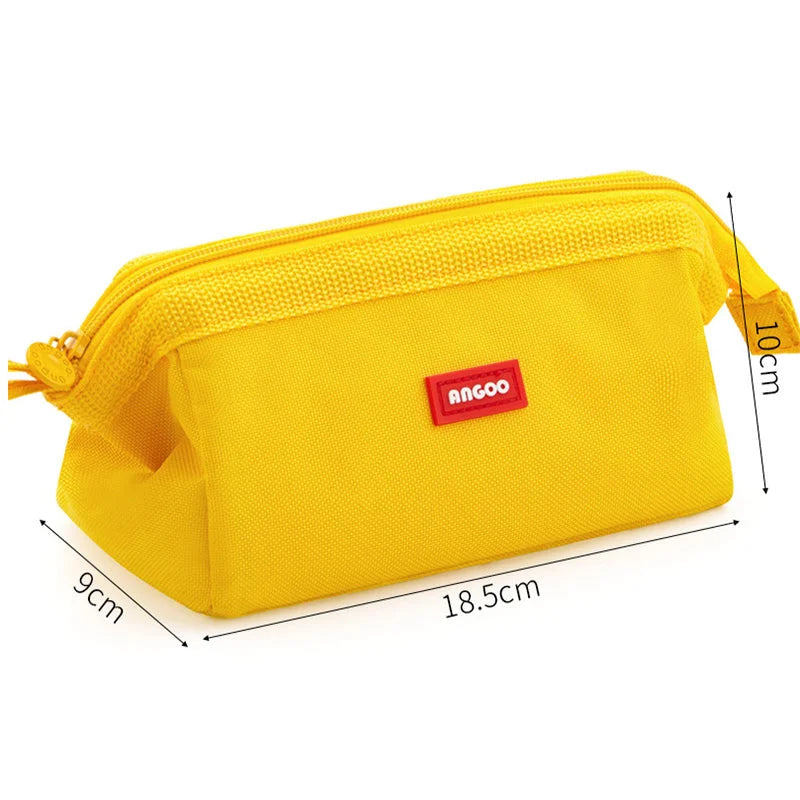 Large-capacity Canvas Pencil Case, Double Zipper, High Stationery Box - globaltradeleader