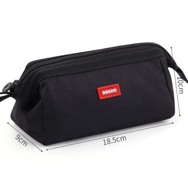 Large-capacity Canvas Pencil Case, Double Zipper, High Stationery Box - globaltradeleader