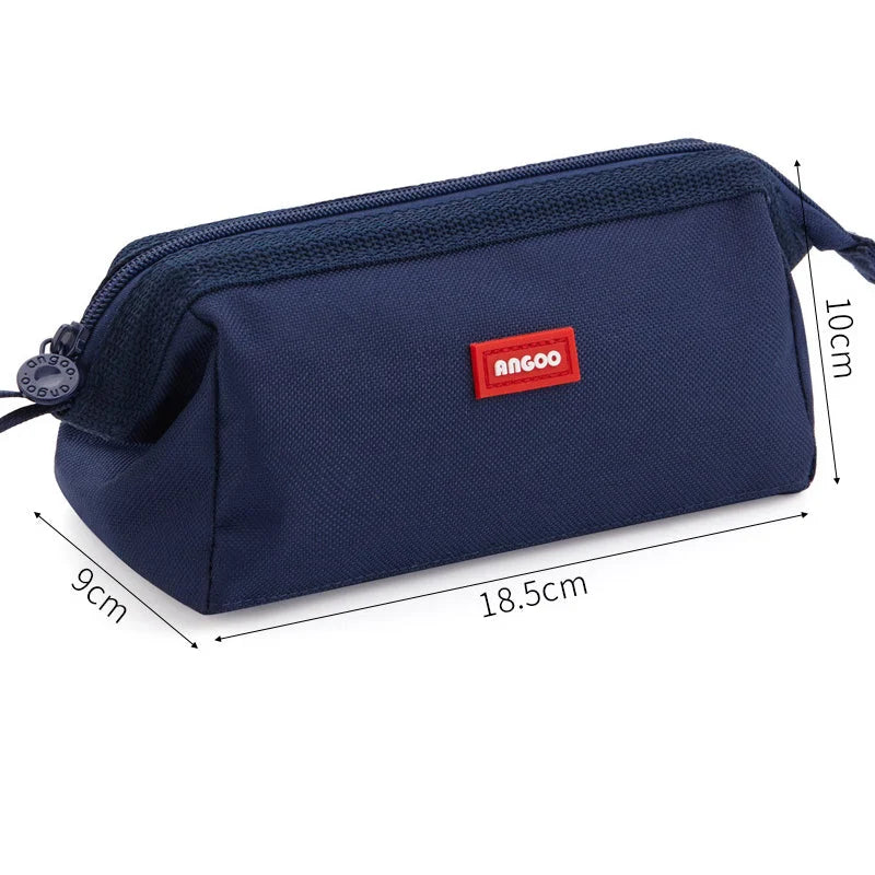 Large-capacity Canvas Pencil Case, Double Zipper, High Stationery Box - globaltradeleader