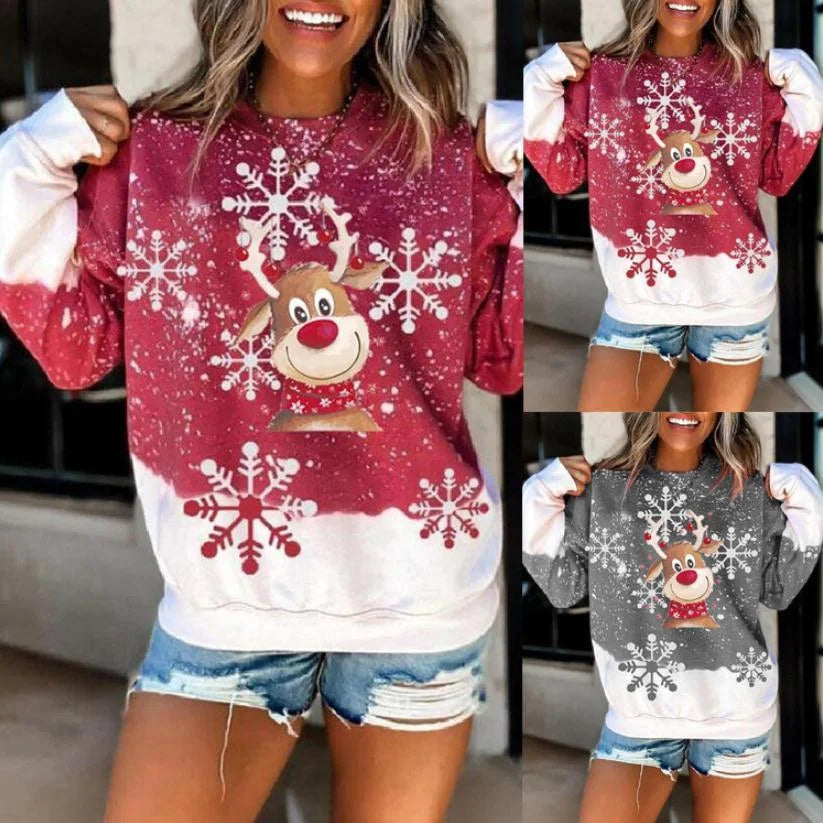 Loose Pullover Print Long-sleeved Round Neck Women's Sweater - globaltradeleader