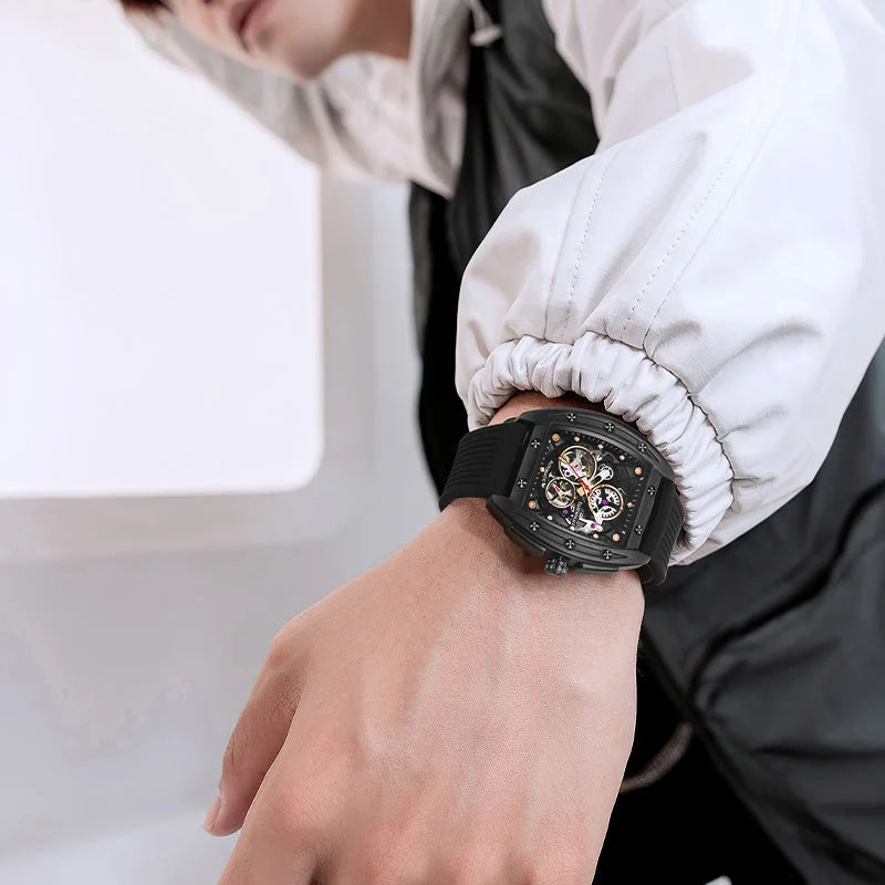 Men's Skeleton Mechanical Watch Waterproof Watch - globaltradeleader