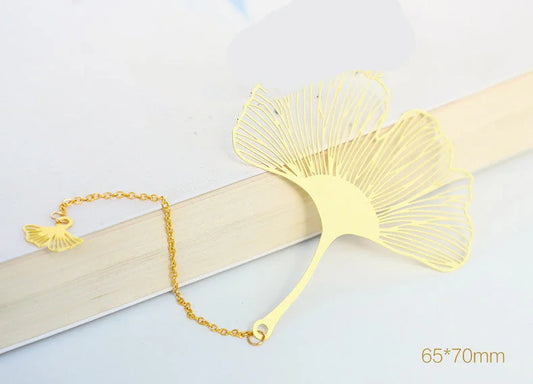 Metal Creative Paper Pattern Hollow Plating Maple Leaf Tassel Apricot Leaf Bookmark - globaltradeleader