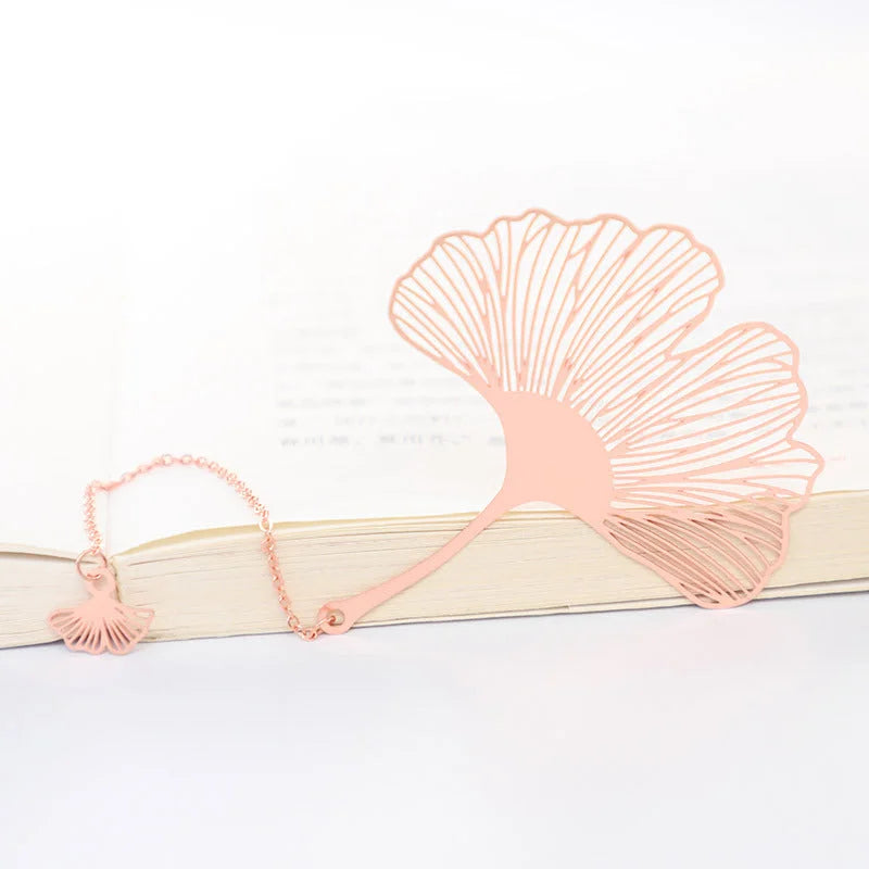 Metal Creative Paper Pattern Hollow Plating Maple Leaf Tassel Apricot Leaf Bookmark - globaltradeleader