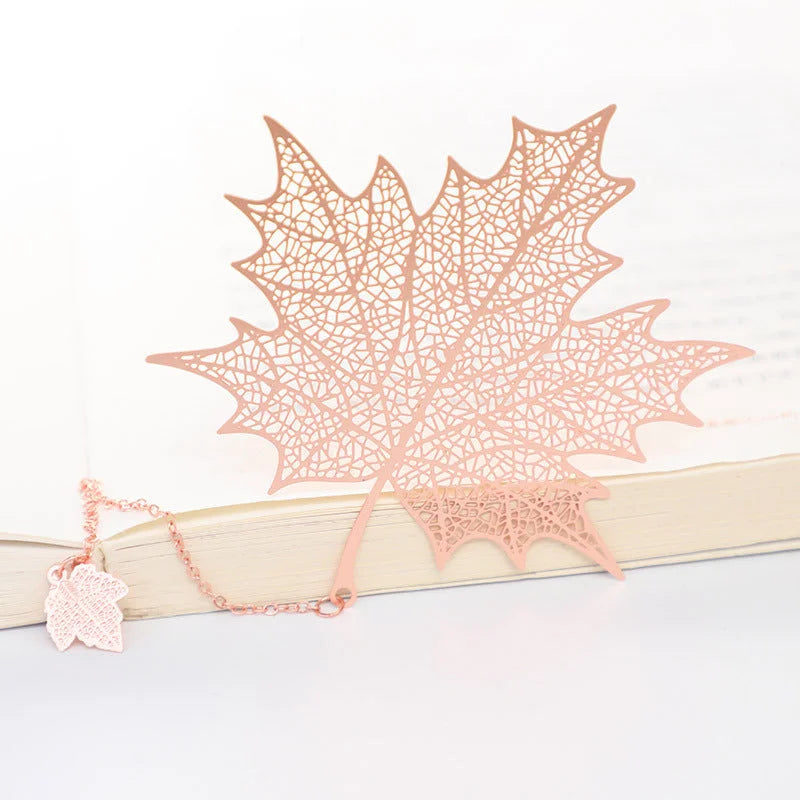 Metal Creative Paper Pattern Hollow Plating Maple Leaf Tassel Apricot Leaf Bookmark - globaltradeleader