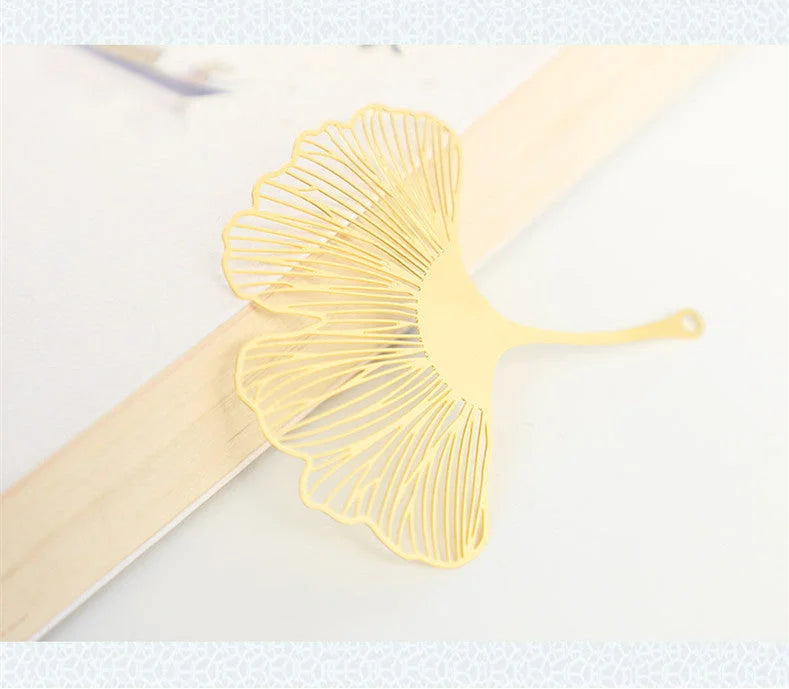 Metal Creative Paper Pattern Hollow Plating Maple Leaf Tassel Apricot Leaf Bookmark - globaltradeleader