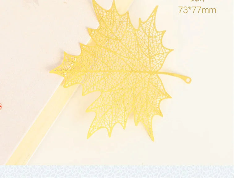 Metal Creative Paper Pattern Hollow Plating Maple Leaf Tassel Apricot Leaf Bookmark - globaltradeleader