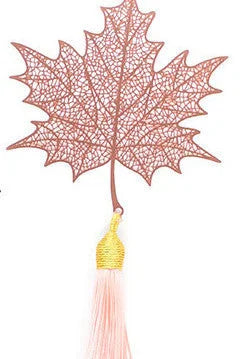 Metal Creative Paper Pattern Hollow Plating Maple Leaf Tassel Apricot Leaf Bookmark - globaltradeleader